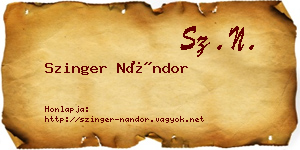 Szinger Nándor névjegykártya