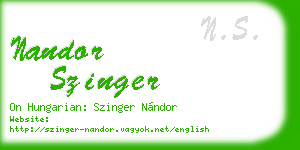 nandor szinger business card